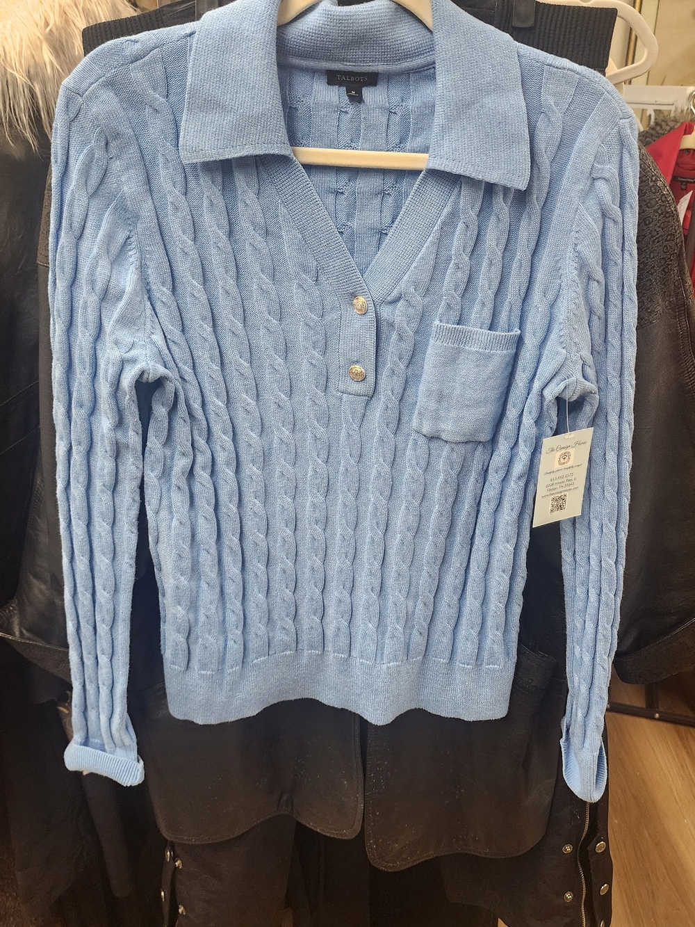 Talbots Light Blue Cable Knit Sweater